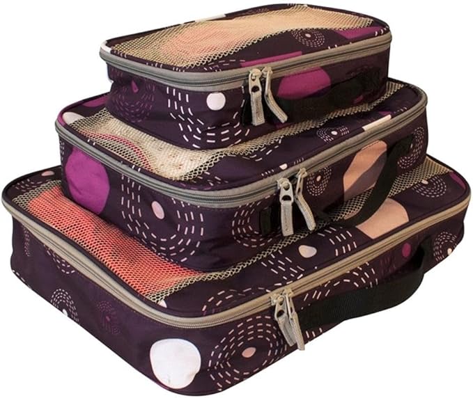 Pemberly Row Traditional Polyester 3 Piece Packing Cubes Set in Purple