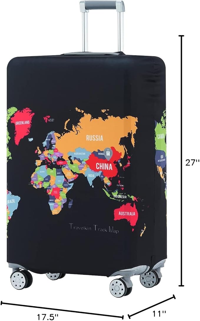 Travelkin Luggage Covers For Suitcase Tsa Approved,Suitcase Cover Protector Fit 18-32 Inch Luggage (Map, L)
