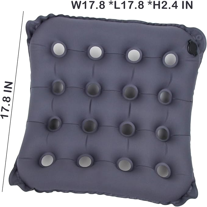 Inflatable Seat Cushion, Portable Air Seat Chair Cushions for Pressure Relief Breathable Waffle Square Seat Pad for Home Car Wheelchairs Office Chairs and Airplanes (1 Pack)