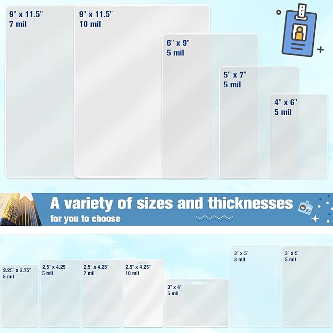 100 Pieces 10 Mil 2 1/2" x 4 1/4" Laminating Pouches with Slot Hole Printable Luggage Tags Clear Thermal Laminate Pouch Tags Kit Resealable for Work Permits Pass Cards Student ID Cards (100, 10 Mil)