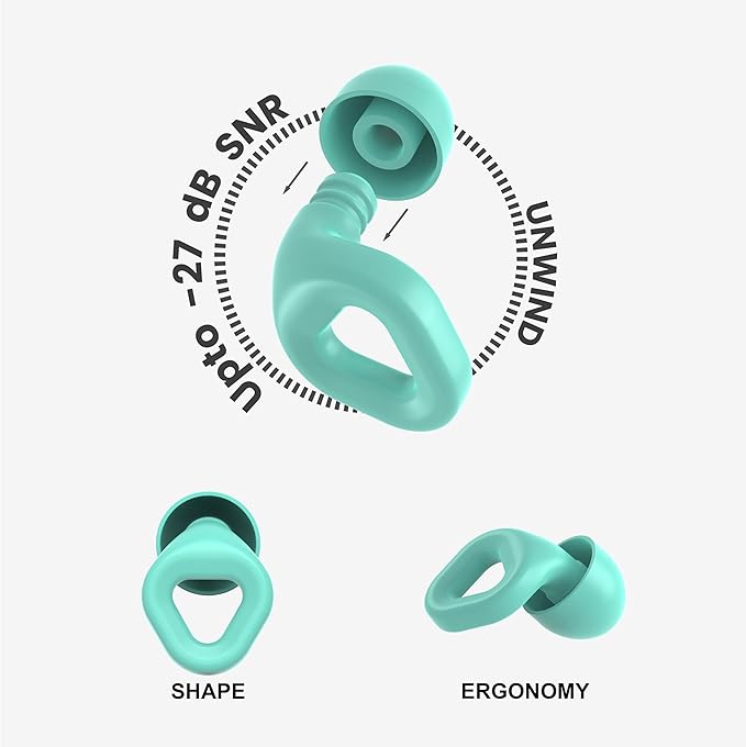 Zenz Unwind Silicone Ear Plugs for Sleep & Noise Reduction – Reusable 27 dB Earplugs with 8 Tips (XS‑L) & Carry Case – Comfortable for Sleeping, Study, Work & Travel - Mossy Mint