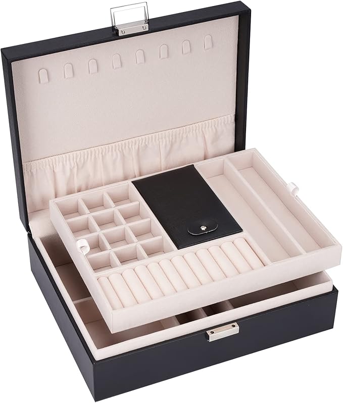 Jewelry Box Organizer, Travel Jewelry Storage Boxes Necklace Holders Display Tray Storage Case(BLACK) ¡