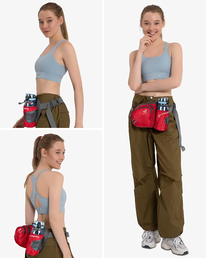 WATERFLY Fanny Pack Waist Bag: Waist Pack for Women Men with Water Bottle Holder Hiking Fanny Pack for Running Walking DogWalking Travel Cycling