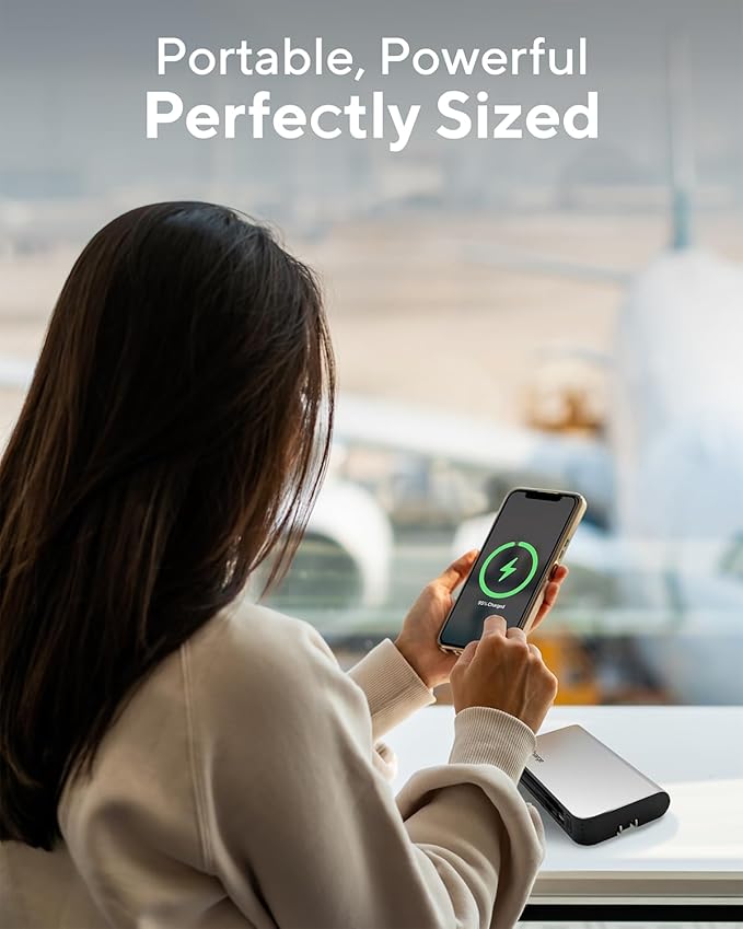 myCharge Portable Charger with Wall Plug – 10050mAh Fast Charger – Power Bank for iPhone, Samsung, Android & More - External Battery Pack Portable Charger with Built-in Cables (Lightning + USB-C)