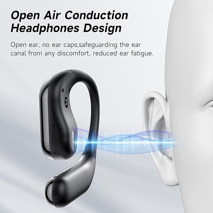 Open Ear Bone Conduction Headphones,Over Ear Earbuds with Ergonomic Earhook,Bluetooth Headphones 5.4 with Smart Digital Display,50H Playtime,IPX7 Waterproof,Touch Control Operate Fit Cycling Running