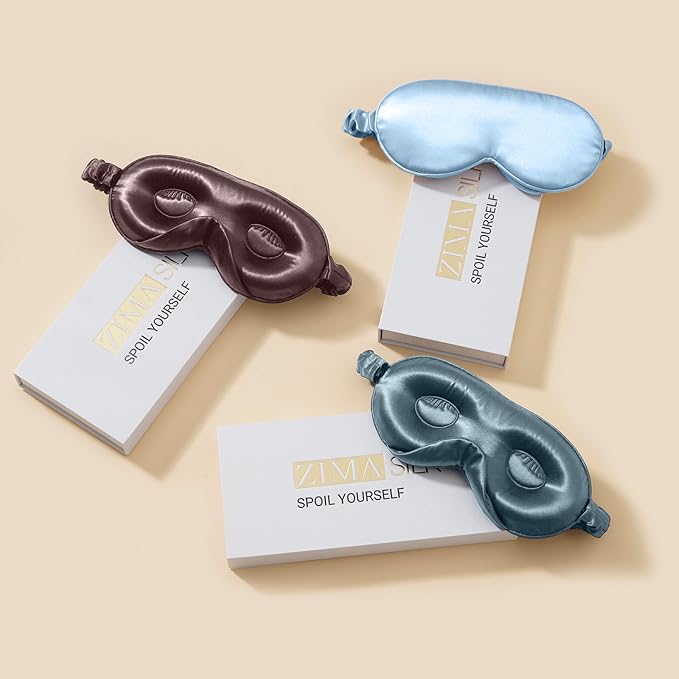 ZIMASILK Adjustable 22 Momme 100% Mulberry Silk Sleep Mask, Upgraded 3D Contoured Cup Eye Mask for Sleeping, Super Soft & Breathable Blindfold, Blackout for Deep Sleeping (Sky Blue)