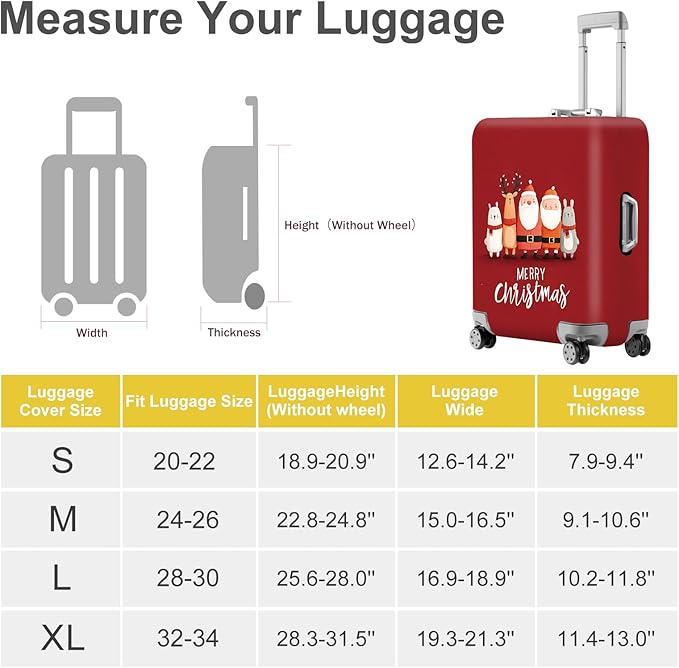 FOREVER QUEEN Merry Christmas Luggage Cover Suitcase Protector Suitcase Cover Anti-Scratch,Stretchable Bag Cover Washable Durable Polyester