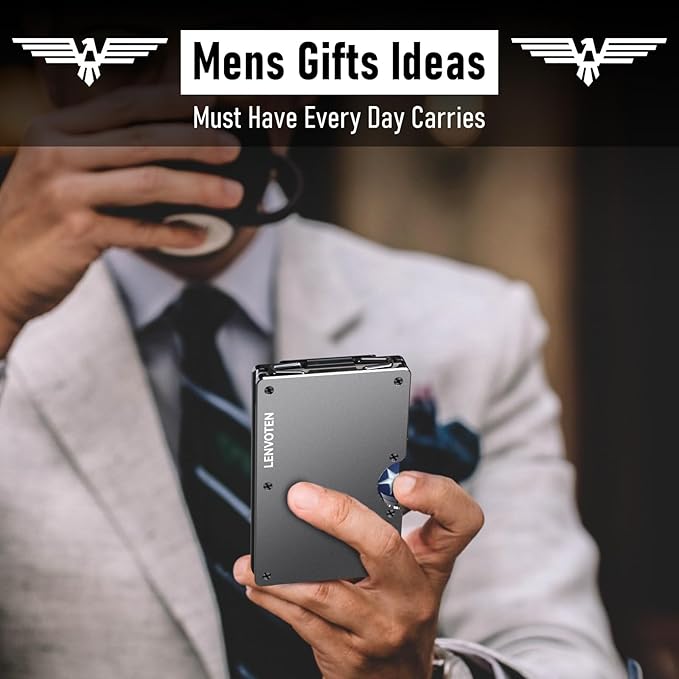 Minimalist Wallet for Men, Metal Wallet with Money Clip, Slim Compact Wallet, RFID Blocking Card Holder, Metal Aluminum Credit Card Holder, Holds up to 20 Cards