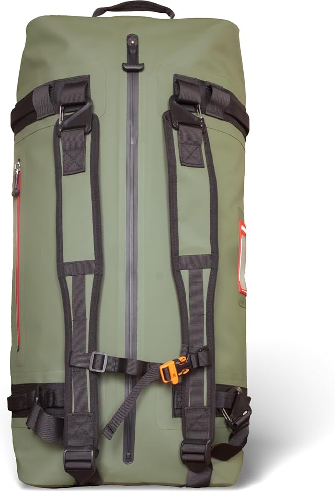 Uncharted Supply Co. The Vault Waterproof Duffel Bag - Airtight bag with Backpack Straps, Carry-On Size, Perfect for travel, boating, camping, recreation. (Olive, 65L)