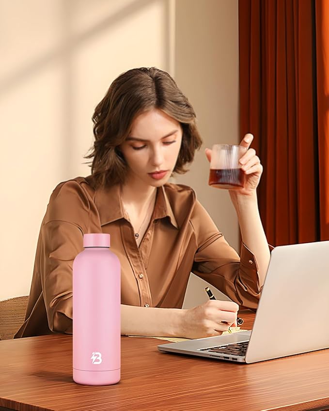 Insulated Water Bottle with Lid, 25 oz Reusable Leak-Proof Metal Stainless Steel Water Bottles for Travel, Sports, Gym, Outdoor (Pink)