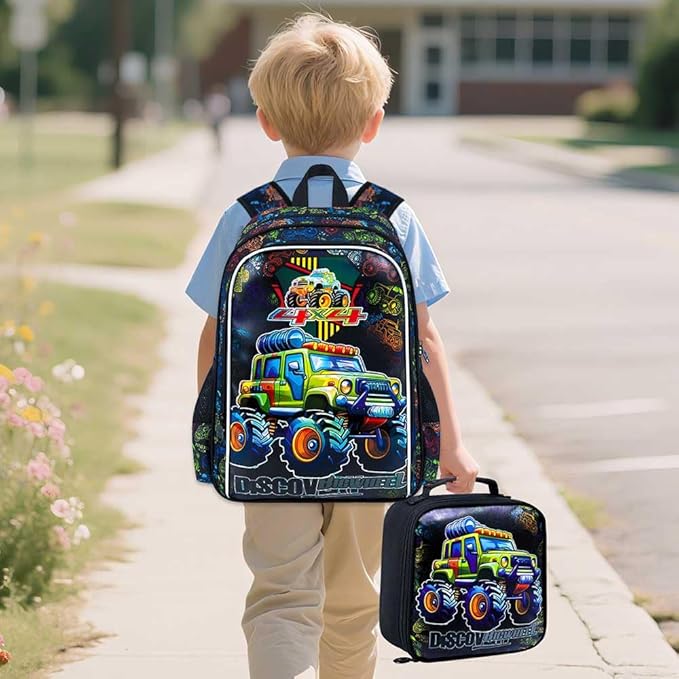 AGSDON 5 Piece Kids Luggage Set for Boys, Cute Rolling Wheels Suitcase for Toddler, Children Travel Carry on Suitcase - Car