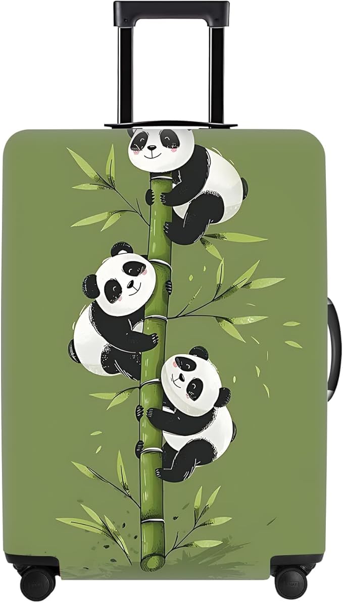 Cute Panda Luggage Cover – Bamboo Climbing Panda Suitcase Protector, Stretchable & Waterproof Travel Luggage Sleeve,L