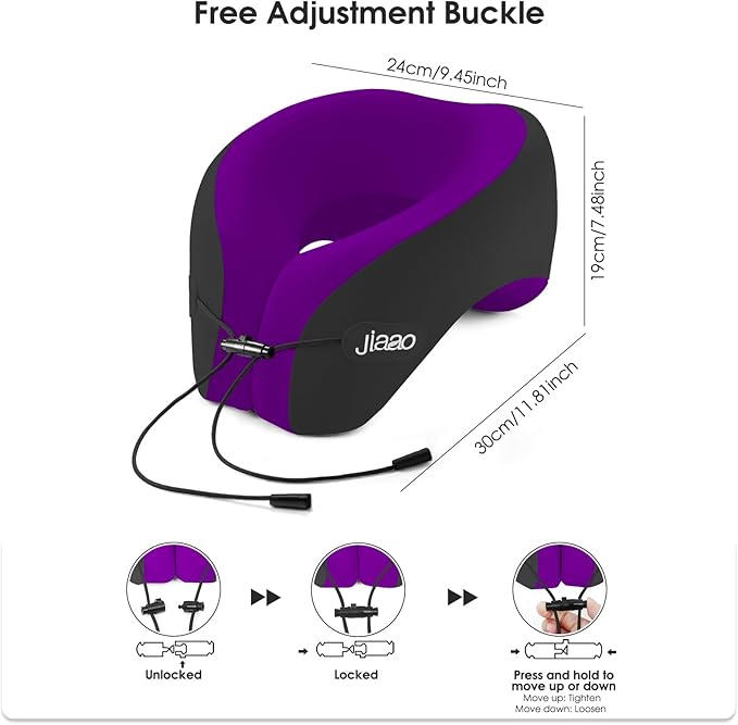 jiaao Travel Neck Pillow for Airplanes, Neck Pillow for Traveling,360º Ergonomic Memory Foam Travel Pillow, Soft and Breathable Cover,Portable Pillows for Car, Train or Airport Travel Essentials