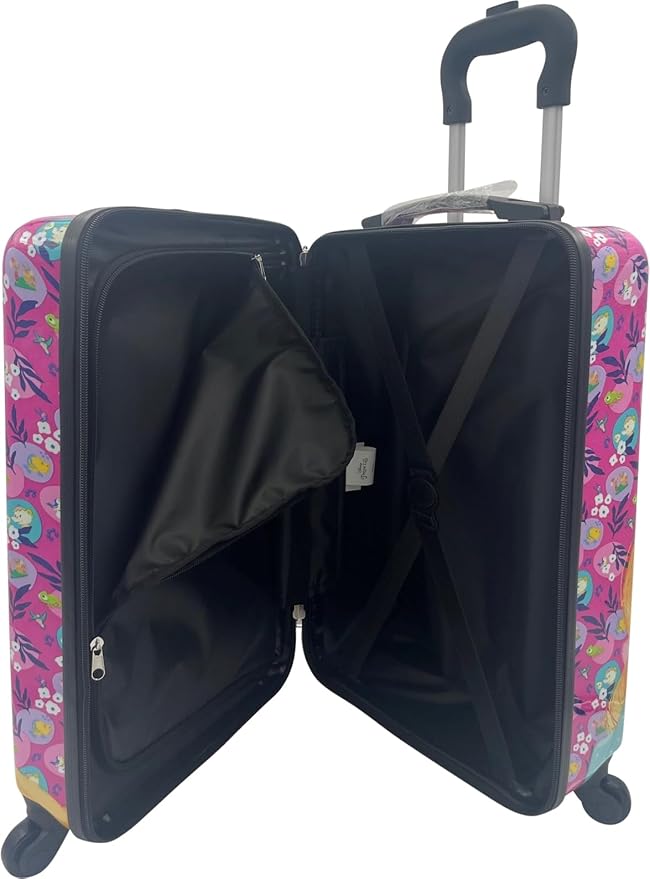 Fast Forward Kids Licensed Hard-Side 20” Spinner Luggage Lightweight Carry-On Suitcase (Princess)