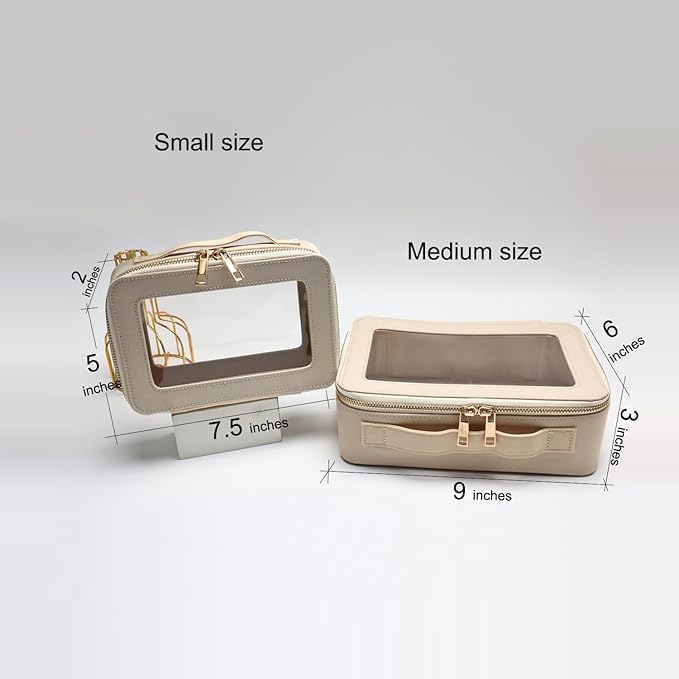 SANHECUN Cosmetic Case with Zipper TSA Approved Storage Box Travel Organizer Pouch Toiletry Portable Makeup Bag Cosmetic Set (2, White)