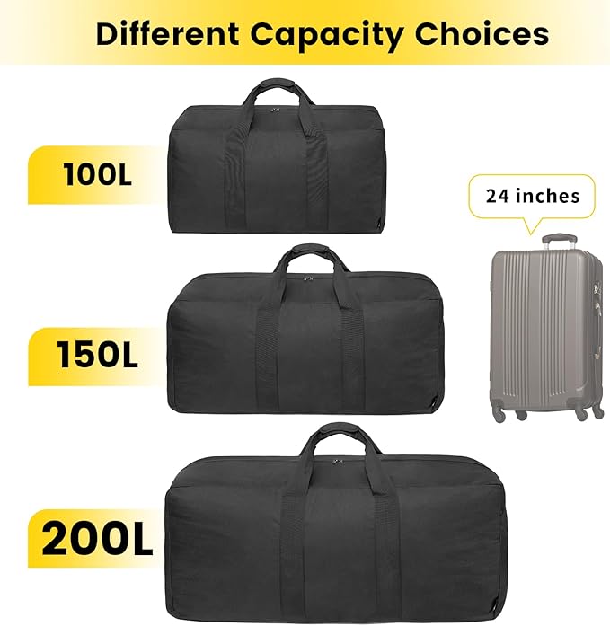 Vorspack Extra Large Duffle Bag for Travel - 100L Duffel Bag for Men Gear Bag for Storage Foldable Weekender Bag for Overnight Camping - Khaki