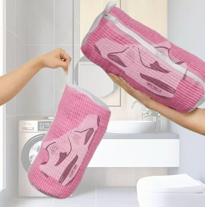 Laundry Shoe Bags for Washing Machine, 2Pcs Shoe Washing Machine Bag Shoe Laundry Bag for Washer and Dryer (Pink-2Pcs)