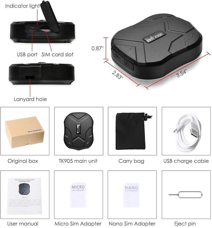 TKSTAR 4G GPS Tracker for Vehicles Hidden Magnetic Car GPS Tracker Locator Real-time Vehicle Tracking Devices with Electric Fence and Anti-Theft Alarm for Car/Motorcycle/Trucks/Fleet/Boat (4G TK905)