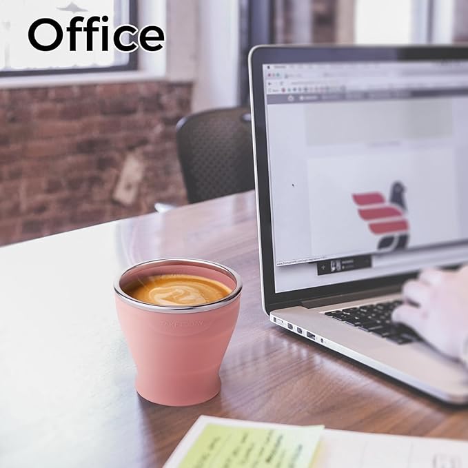 TakeToday 2PCS Collapsible Travel Cup - Silicone Foldable Water Cup, BPA-Free with Lid & Waterproof Bag - Drinking Cup Set for Camping, Outdoors & International Travel(8 Oz, Navy & Green)