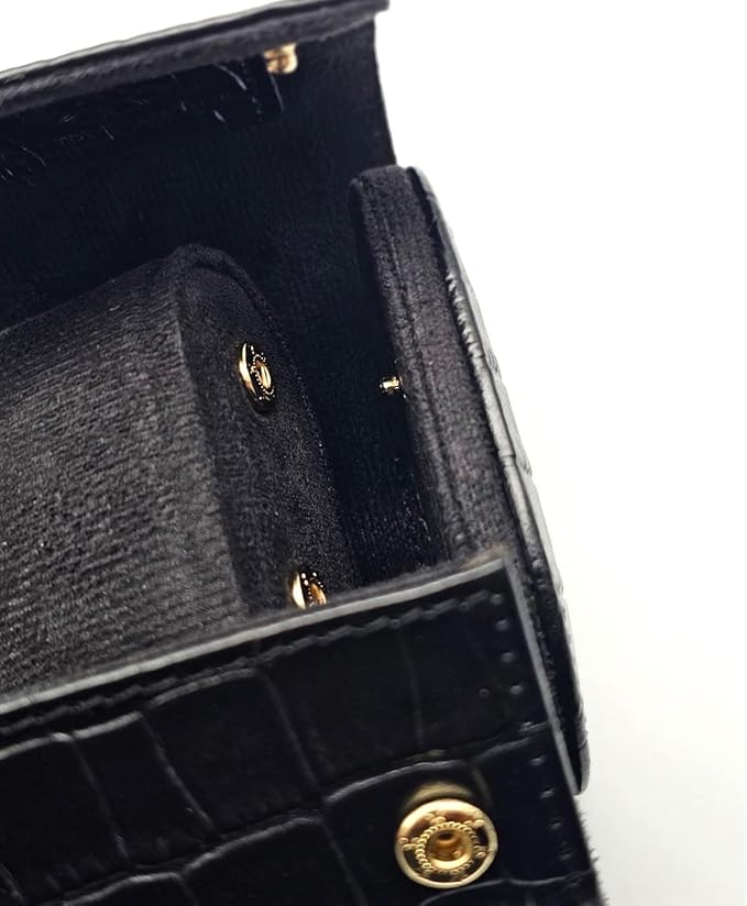 Genuine Napa Leather Watch Roll Travel Case for 3 Watches - Travel Watch Rolls and Leather Watch Display Cases with Velvet Interior - Watch Storage Organizer Men's (Blac - Single)