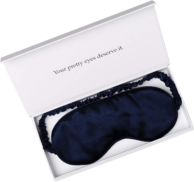 Silk Sleep Mask Light Blocking Luxury 100% Mulberry 19mm Silk Eye Mask Eye Cover Blindfold Ultra Soft Light & Comfy Anti Aging Skin Care with Travel Bag Gift Package