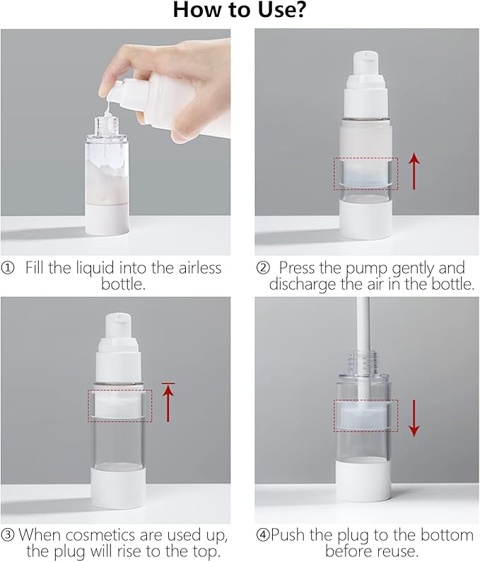 SENENQU 24 PCS 1 Oz 30ml Airless Pump Bottles Travel Size Empty Pump Bottle Lotion Container Refillable Cosmetic Pump Dispensers for Foundation Moisturizer Shampoo Toiletry