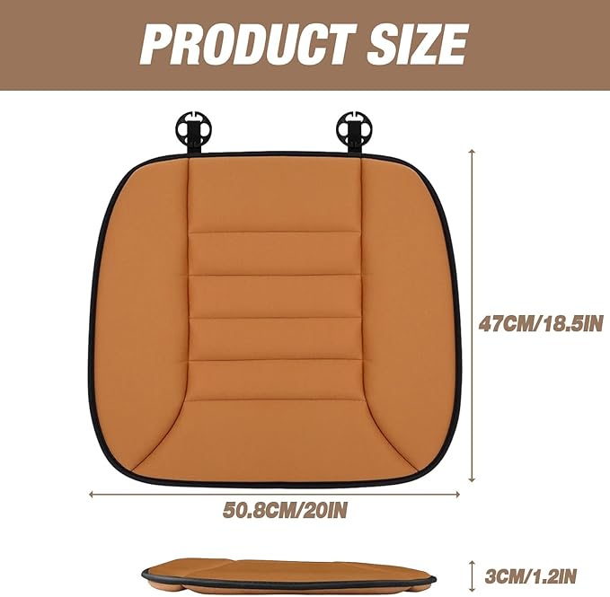 MYFAMIREA Car Seat Cushion Pad 1.2" Thick Comfort Seat Protector for Car Driver Seat Office Chair Home Use Memory Foam Seat Cushion with Non Slip Bottom, 20'' x 18.5'', Orange