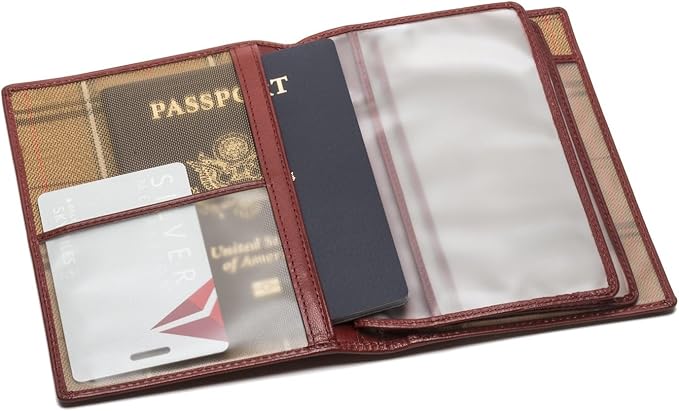 Tony Perotti Unisex Italian Bull Leather Executive Bifold Passport Cover Case in Red