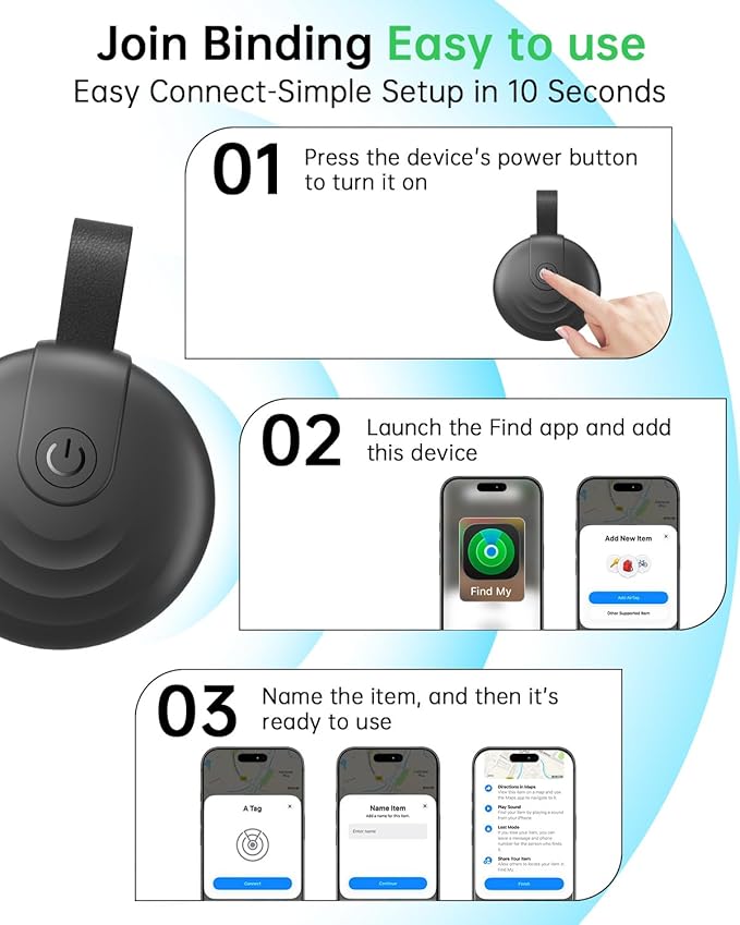 Air Tracker Tags (iOS Only) 4 Pack: Bluetooth Item Finder with Apple Find My APP, Item Locator for Keys Finder, Bags Wallets Anti-Loss, IP68 Waterproof Smart Tag (F20 Black)