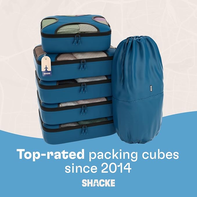 Shacke 6 Set Packing Cubes for Travel - Compression Packing Bags/Travel Organizer - Luggage Organizer Bags for Traveling - Travel Essentials for Women - Cruise Must Haves Packing List