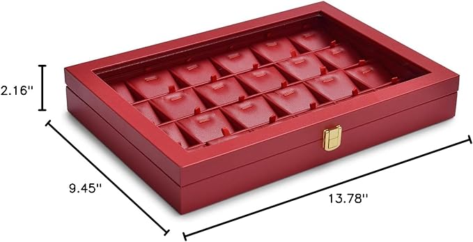 Oirlv Luxury Leather Necklace Tray with 24 Grid Removable Jewelry Cards Jewelry Organizer Box with Transparent Acrylic Lid Necklace Pendant Display Case