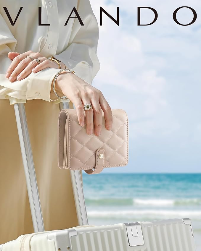 Vlando Travel Jewelry Case,Portable Jewelry Organizer Storage Book with Clear Zipper Velvet Jewelry Pouch Bag Gifts for Traveler Women Girls-Toffee