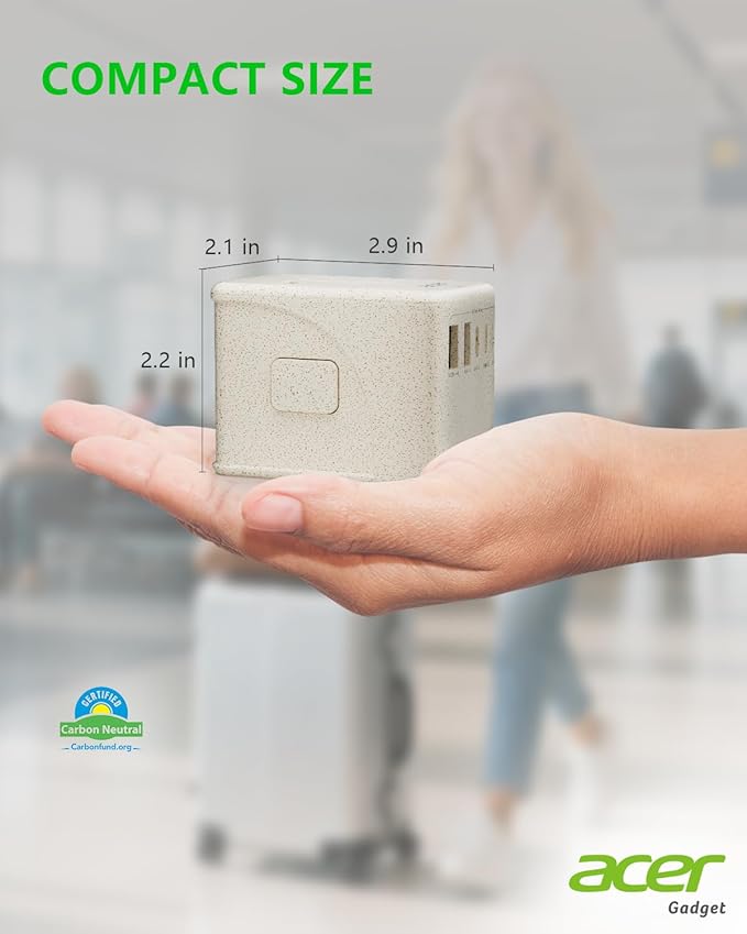 Acer Universal Travel Plug Adapter - International Power Adapter with 5 USB Ports (3 USB C) 5.8A, Worldwide Outlet Charger for USA to European UK France Germany Spain, Type C/E/F/G/I/L/A,Beige