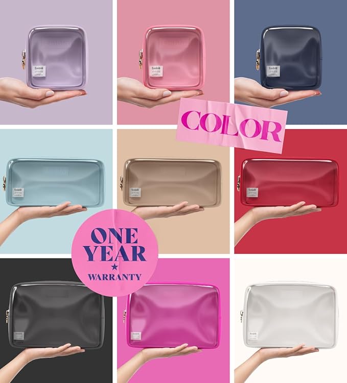 Embla Clear Cosmetic Bags Set of 3, Mini Small Large Makeup Bags For Women Clear Pouch Cosmetics Cases Zipper Cute Pouches Make Up Travel Toiletry Essentials Preppy Purse Organizer Makeup Cases, Sky