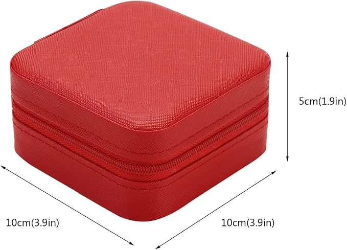 Mini Jewelry Case, Small Travel Jewelry Organizer, Portable Jewelry Box Mini Storage Organizer Display Box For Rings Earrings Necklaces (Red-4pcs)