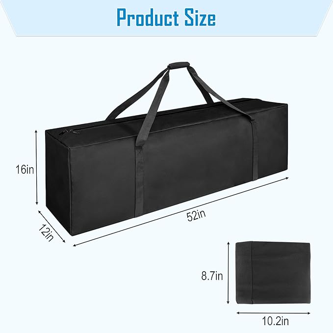 52" Sports Duffle Bag - 163L Extra Large Travel Duffel Luggage Bag with Upgrade 2-way Lockable Zippers, Durable & Water Resistant (52" Black)