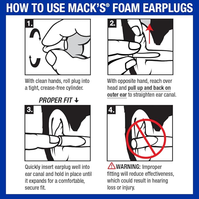 Mack's Ultra Soft Foam Earplugs, 100 Pair Bag - 33dB Highest NRR, Comfortable Ear Plugs for Sleeping, Snoring, Travel, Concerts, Studying and Loud Noise | Made in USA
