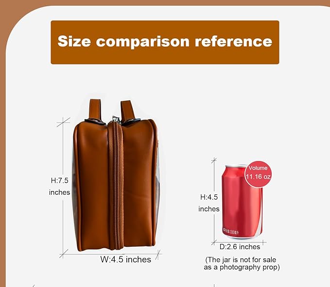 SANHECUN traveling toiletry Case large clear cosmetics case makeup bag Dimensions | LxWxH:10” x 4.5” x 7.5”(Brown, Medium)