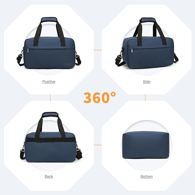 Kono Small Travel Duffel 14L Under Seat Carry-On Sports Tote Gym Bag - 13.78"x7.87"x7.87" Navy