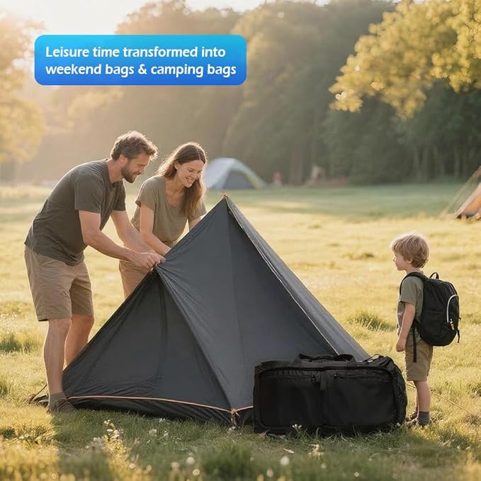 90L Foldable Duffle Bag, Shoe Storage Bag Design, Multiple Pockets, Large Storage Capacity,Duffle Bags For Travel (Black)