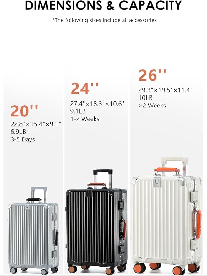 26 Inch Hardside Checked Luggage with Leather Handle, PC Zipperless Suitcase with Spinner Wheels and TSA Locks, Lightweight Checked Luggage for Travel, Silver