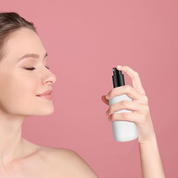 Roshtia 30 Pcs 3.4 oz/ 100 ml Black, Gold, Silver Glass Spray Bottle Refillable Perfume Atomizer Clear Decorative Empty Bottles with Fine Mist Sprayer Pump for Face Body Travel