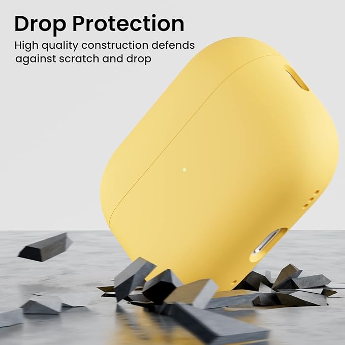 ORNARTO Compatible with AirPods Pro 2 Case 2022, Full Protective Hybrid Silicone for AirPods Pro 2nd Generation Case, Front LED Visible Skin Cover-Yellow