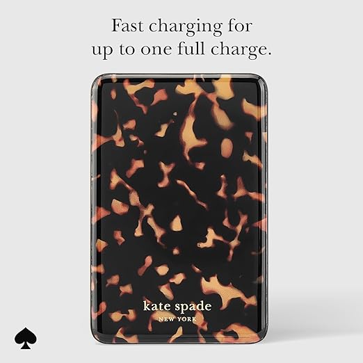 kate spade new york MagSafe Portable Charger Power Bank 5000mAh - iPhone Charger for Fast Charging - Magnetic Wireless Battery Pack with USB-C Port - Tortoise