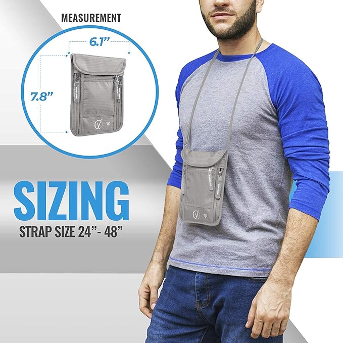 Vantamo Money Belt with RFID For Men & Women, Hidden Passport Holder for Travel, 2 Compartment Travel Fanny Pack for Women Anti Theft