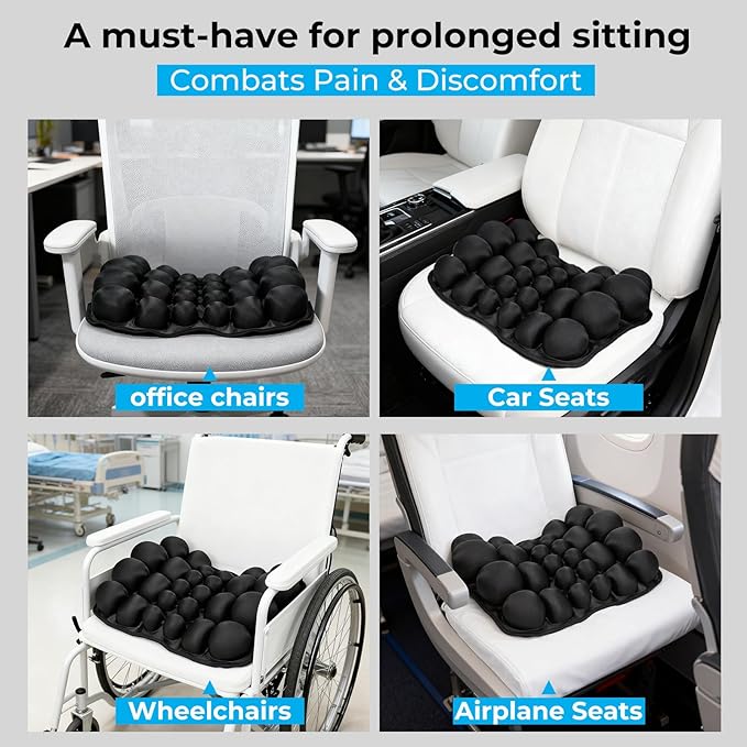 Sodur Travel Seat Cushion for Airplane, Portable Inflatable 3D Air Cell Lumbar Support Pillow, Ergonomic Long Distance Sedentary Pressure Relief Cushion for Office Chair, Wheelchair, Cars