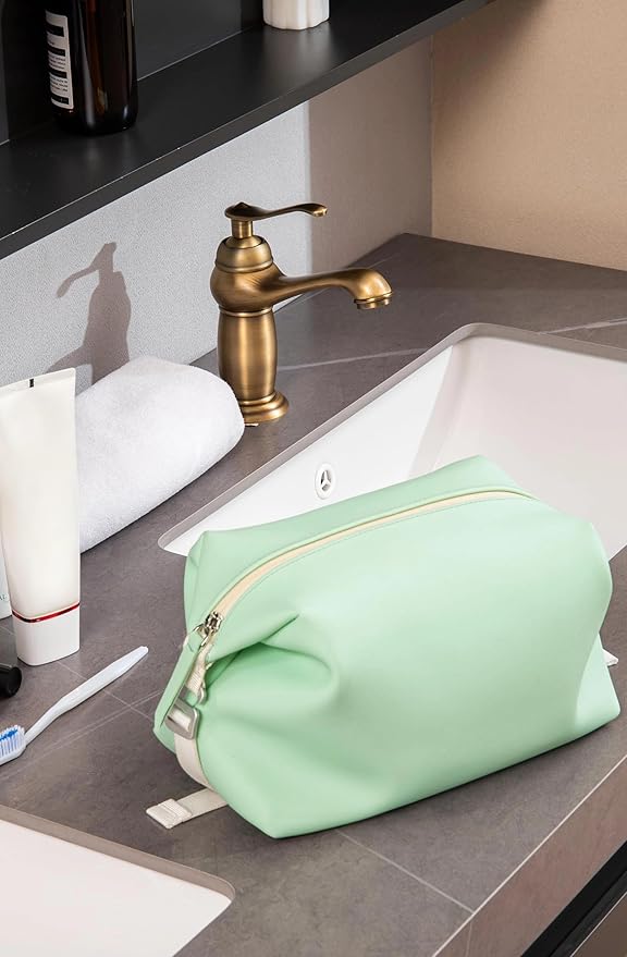 6"x 11" 6L Large Silicone Toiletry Bag,Waterproof Leakproof Foldable Travel Organizer,Dopp Kit Alternative for Men & Women,Turquoise Blue