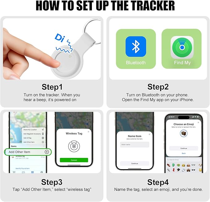 2 Pack Item Finder Works with Apple Find My (iOS Only), Bluetooth Tracker with Keychain & Case, Luggage Locator, Tracking Tags, Anti-Lost Device for Keys, Wallets, Bags, Pets (2 Pack-White)