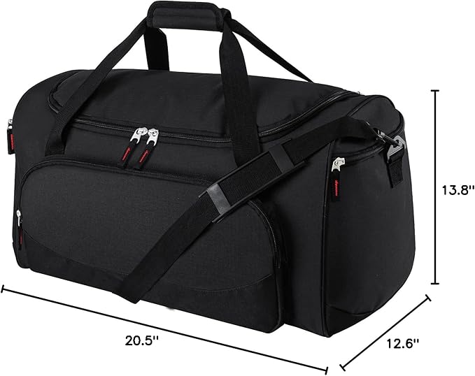 Gym Bag for Men - 55L Black Durable Large Duffle Bag for Travel, Workout, Fitness & Sport
