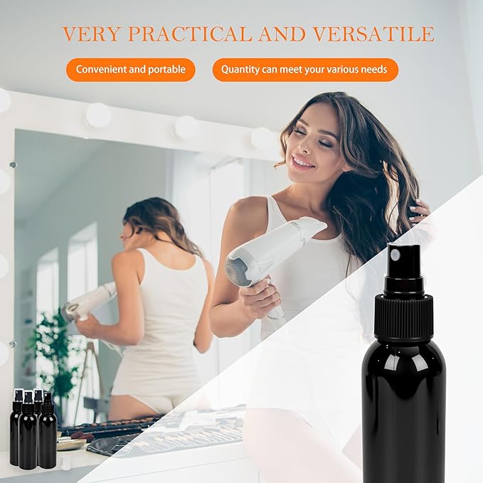 40 Pack Black Plastic Spray Bottles with Cap 4 oz Fine Mist Spray Bottles Refillable Portable Misters Travel Containers for Perfume Cleaning Liquid